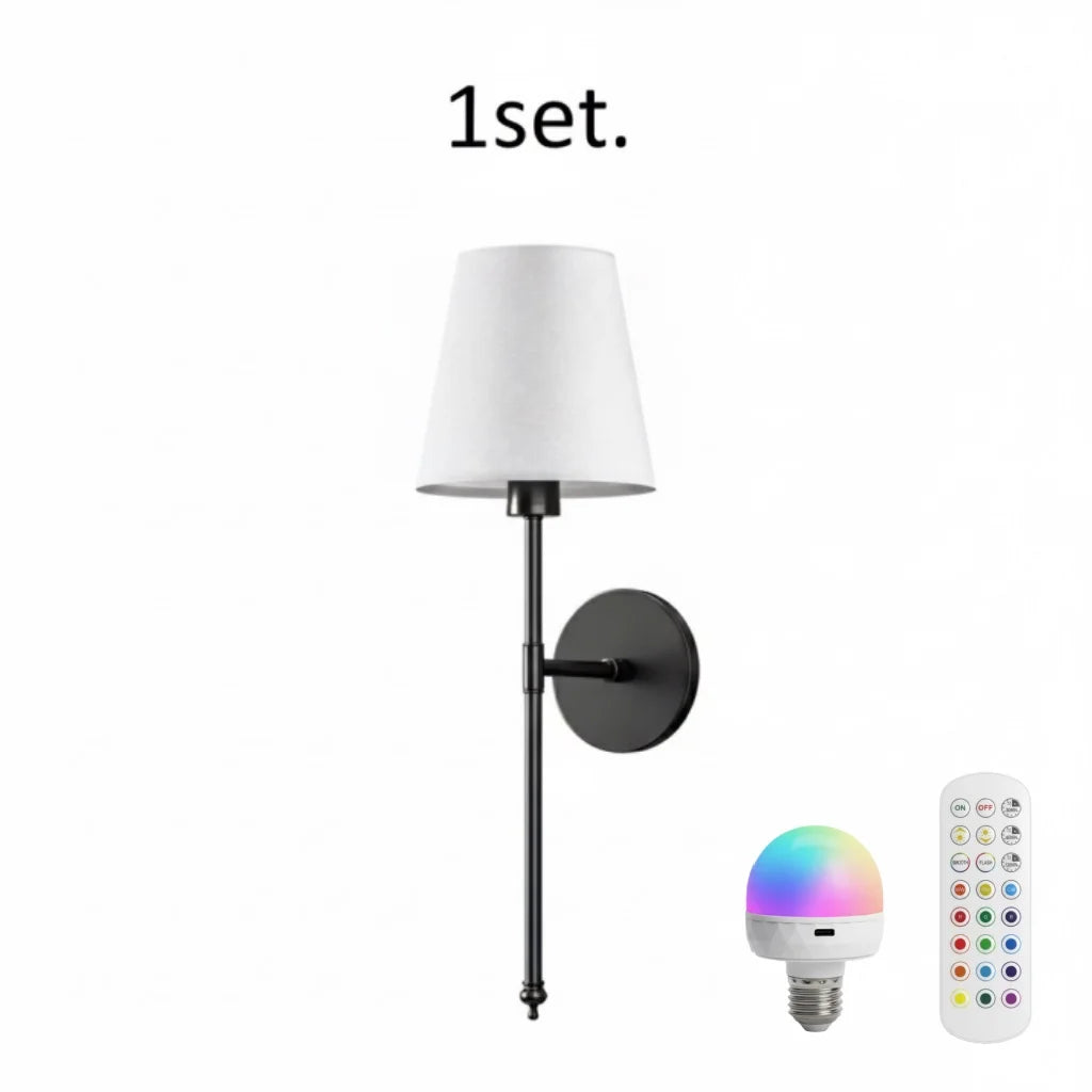 Lumière Wall Sconce | Cordless LED Wall Light with Remote & Fabric Shade