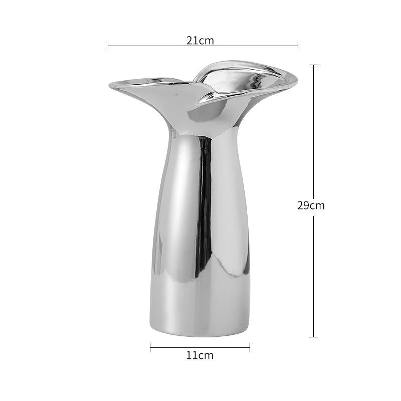 Silver-Plated Minimalist Ceramic Vase | Precious Luxury Home Décor