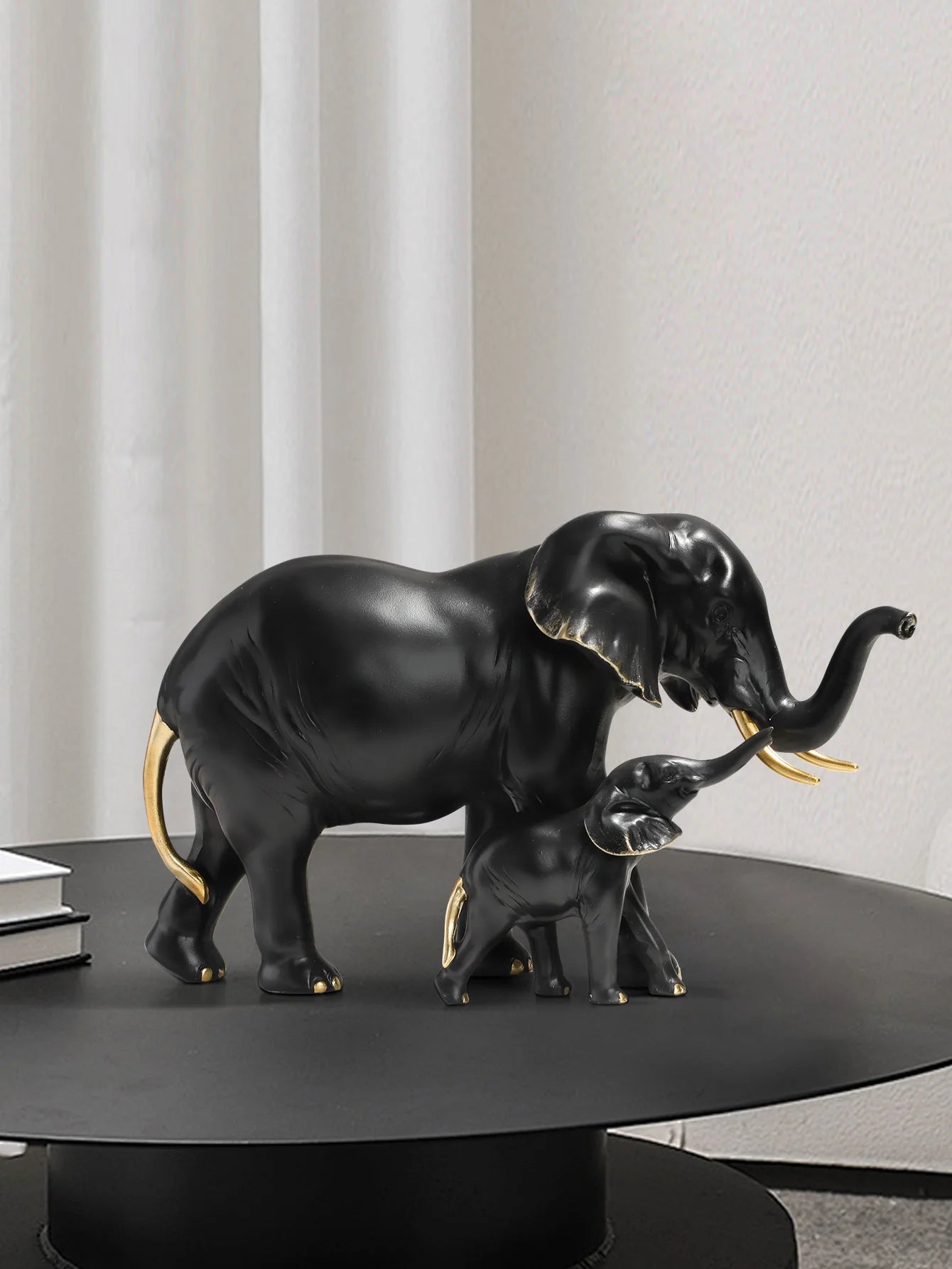 Mother & Child Elephant Sculpture | Luxury Resin Figurine for Refined Interiors
