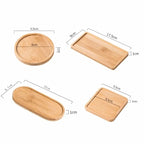 1-4PCS Natural Bamboo Wooden Organizer Tray Oval Rectangular Shape for Bathroom Counter Storage Jewelry and Skincare Display