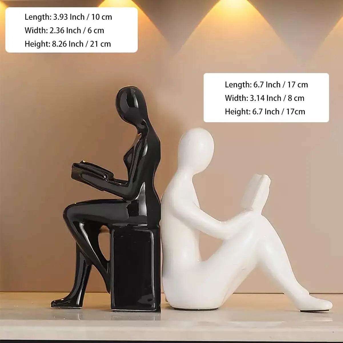Sculptural Resin Figurine Bookends | Luxury Modern Home & Study Décor