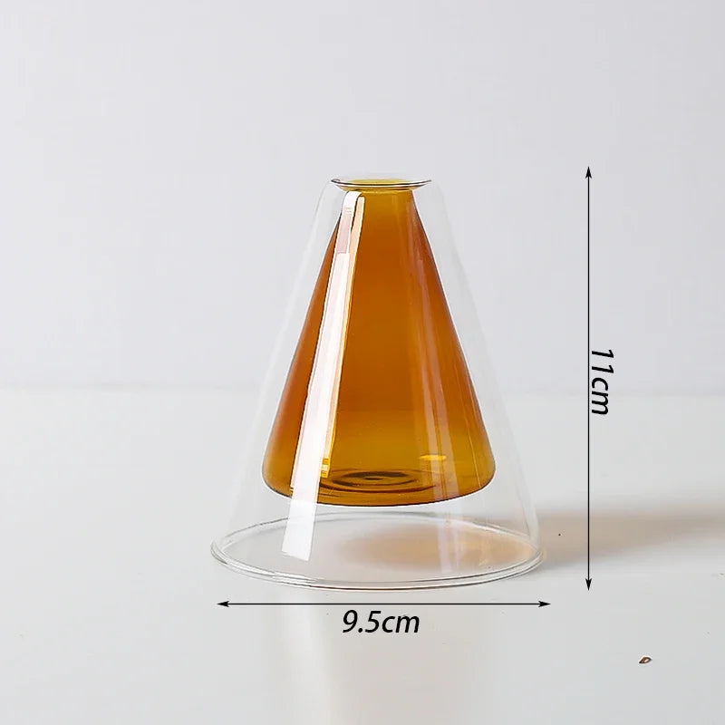 Double Wall Borosilicate Glass Vase | Sculptural Cylinder Vessel for Luxury Interiors