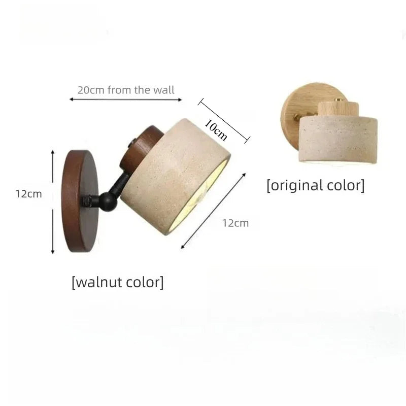 Yellow Cave Stone Japanese Wabi Sabi Rotatable Bedside Wall Lamp Limited Edition