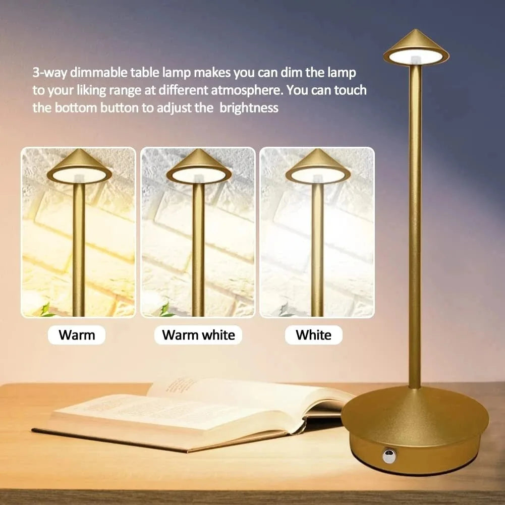 LED Table Lamp Rechargeable Touch Sensor Cordless Desk Lamp 3 Colors Bedside Creative Ambient Light Bar Room Decor Night Light