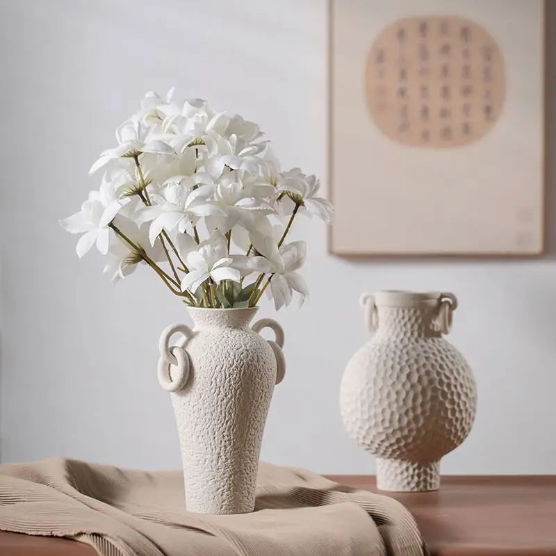 Enamel Landscape Double-Handled Ceramic Vase | Modern Retro Luxury Décor