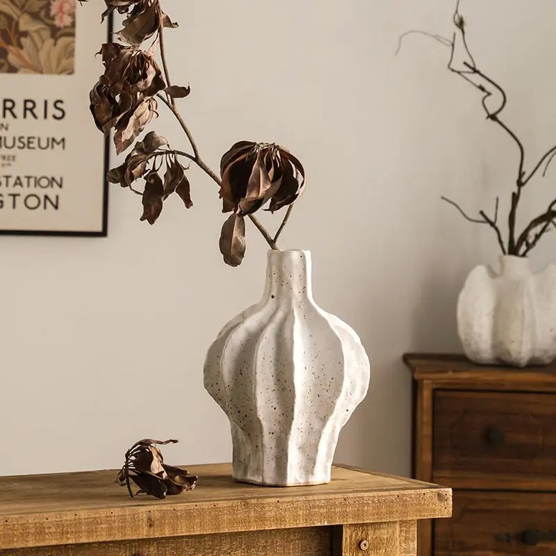 Handmade Matte Pottery Vase | Zen Retro Home Décor