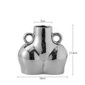 Silver Minimalist Pot Ceramic Vase | Metallic Luxury Home Décor