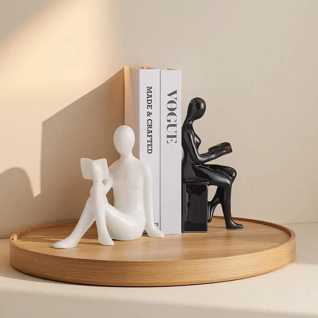 Sculptural Resin Figurine Bookends | Luxury Modern Home & Study Décor