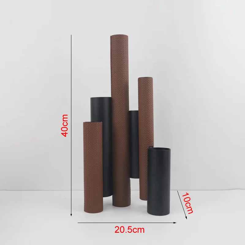 Metal & Leather Tube Vase | Architectural Luxury Home Décor