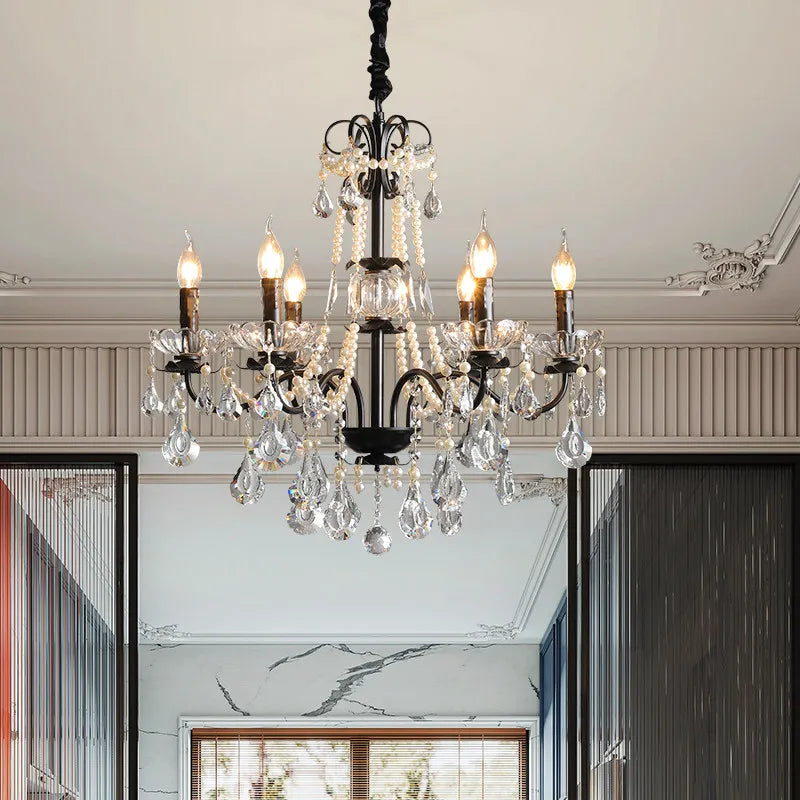 Heritage Lighting Vintage Black Candelabra Chandelier With Crystal Beads Limited