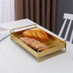1PC Nordic Metal Tray Dried Fruit Plate Snack Fruit Dish Rectangular Snack Tray Storage Plate With Lid Dessert Tray