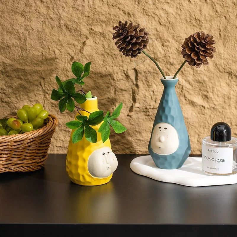 Hand-Drawn Dopamine Ceramic Vase | Joyful Home Décor & Children’s Room Accent