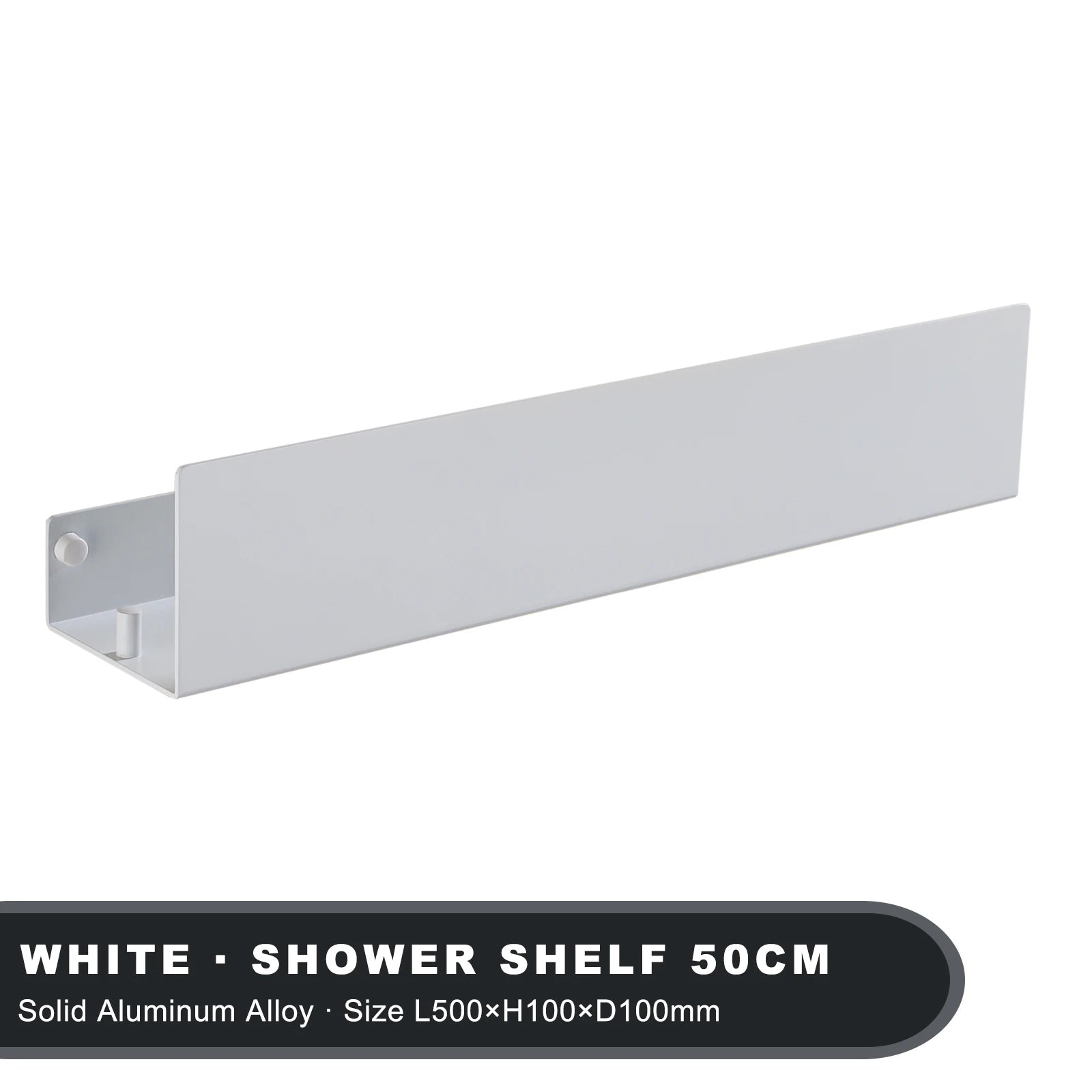 AquaHome White Aluminium Shower Shelf With Hook Wall Mounted Bath Caddy Elite
