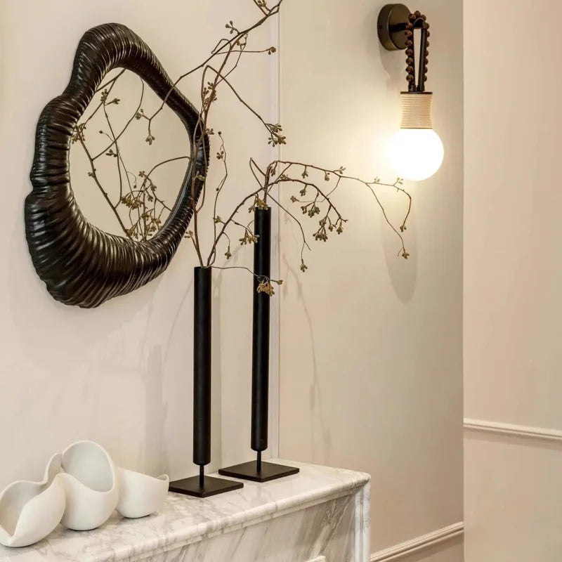 Black Wrought Iron Architectural Vase | Industrial Luxury Home Décor
