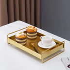 1PC Nordic Metal Tray Dried Fruit Plate Snack Fruit Dish Rectangular Snack Tray Storage Plate With Lid Dessert Tray