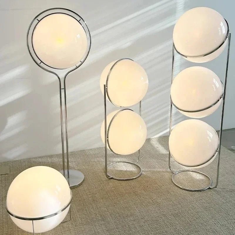 Garrault Delord Designer LED Floor Lamp | Chrome & Acrylic Ball | Luxury Living Room Statement Light