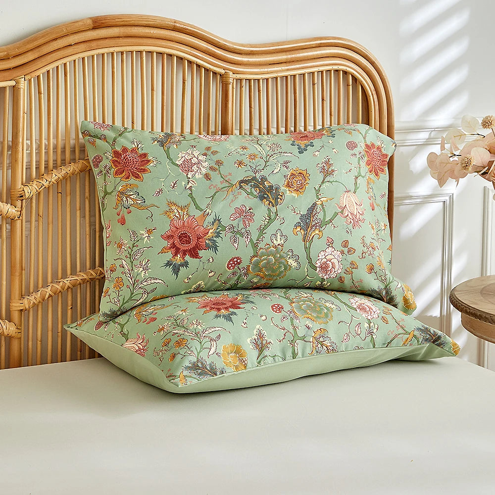 Vintage Floral Printed Duvet Cover Set – Soft Brushed Polyester Bedding Collection
