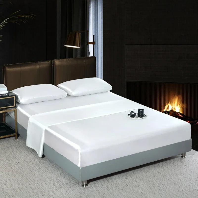 Lan Duo Mao Satin Flatsheet Set Solid Colour Boutique Edition