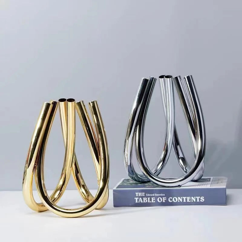 Sculptural Metal Vase | Luxury Modern Home Décor & Gift