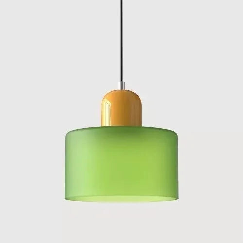 Artisan Stained Glass Pendant Light | Warm White LED | Pink, Orange, Green & White