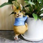 Funny Rabbit Statue Adorable Bunny Sculpture Resin Animal Figurine Decorative Ornament for Outdoor Fairy Garden Patio Yard Tree