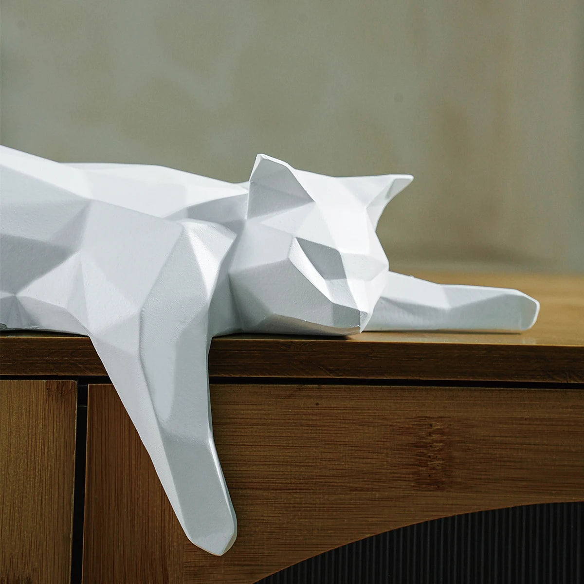 Geometric Cat Sculpture | Luxury Resin Figurine for Modern Home Décor