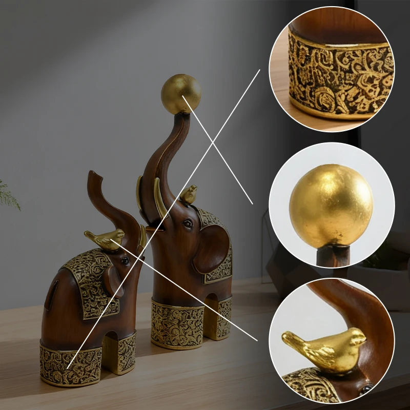 Wood Grain Animal Sculpture | Luxury Resin Ornament for Refined Interiors