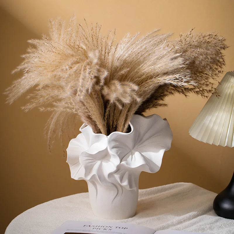 Handmade Petal Pleats Vase | Artisan Pottery Vessel for Luxury Interiors