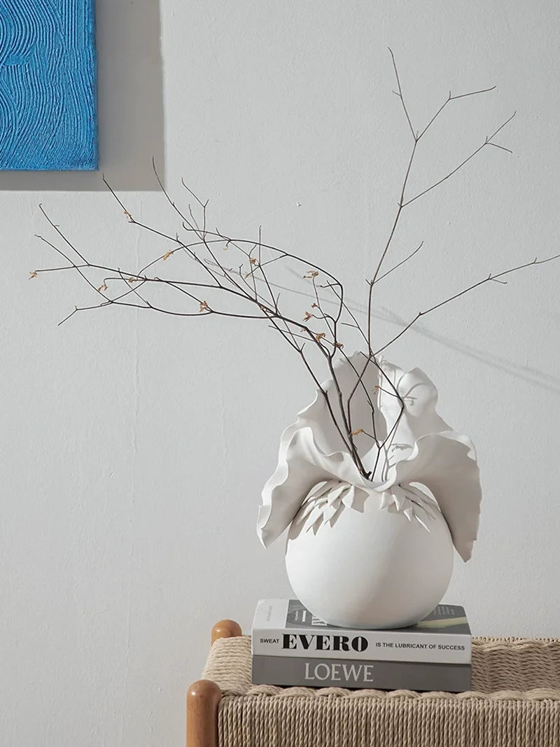 3D Petal Sculptural Ceramic Vase | Premium Luxury Statement Piece