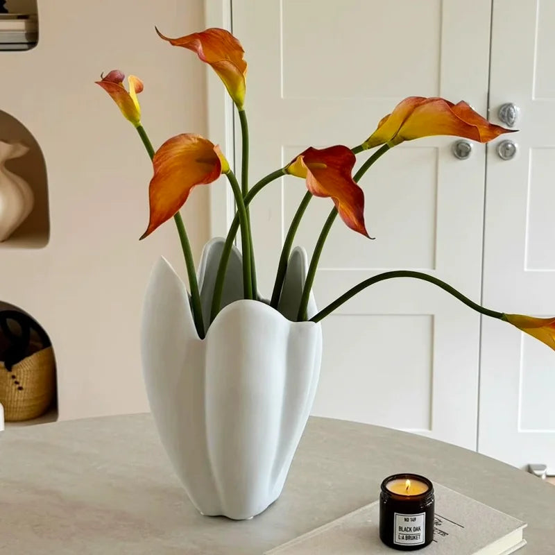 Frosted Lotus Ceramic Vase | Artisan Chinese Home Décor