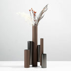 Metal & Leather Tube Vase | Architectural Luxury Home Décor
