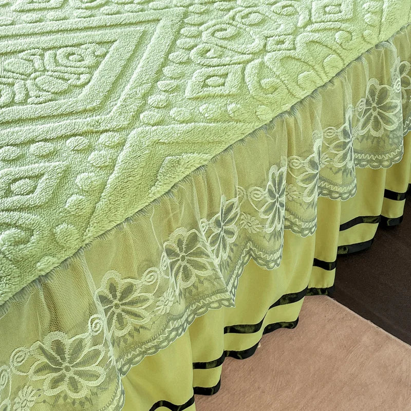 Xiao Qi Qi Bed Skirt Queen Solid Colour Winter Warm Mattress Protector Limited