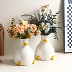 Creative Cartoon Ceramic Vase Cute Duck Flower Arrangement Hydroponic Home Decor Living Room Foyer Decoration