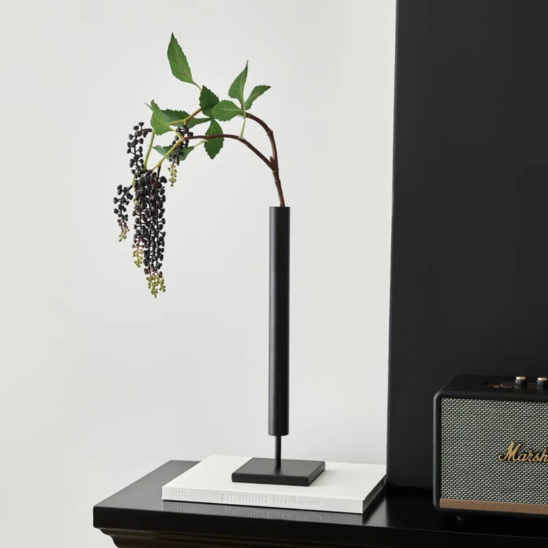 Black Wrought Iron Architectural Vase | Industrial Luxury Home Décor