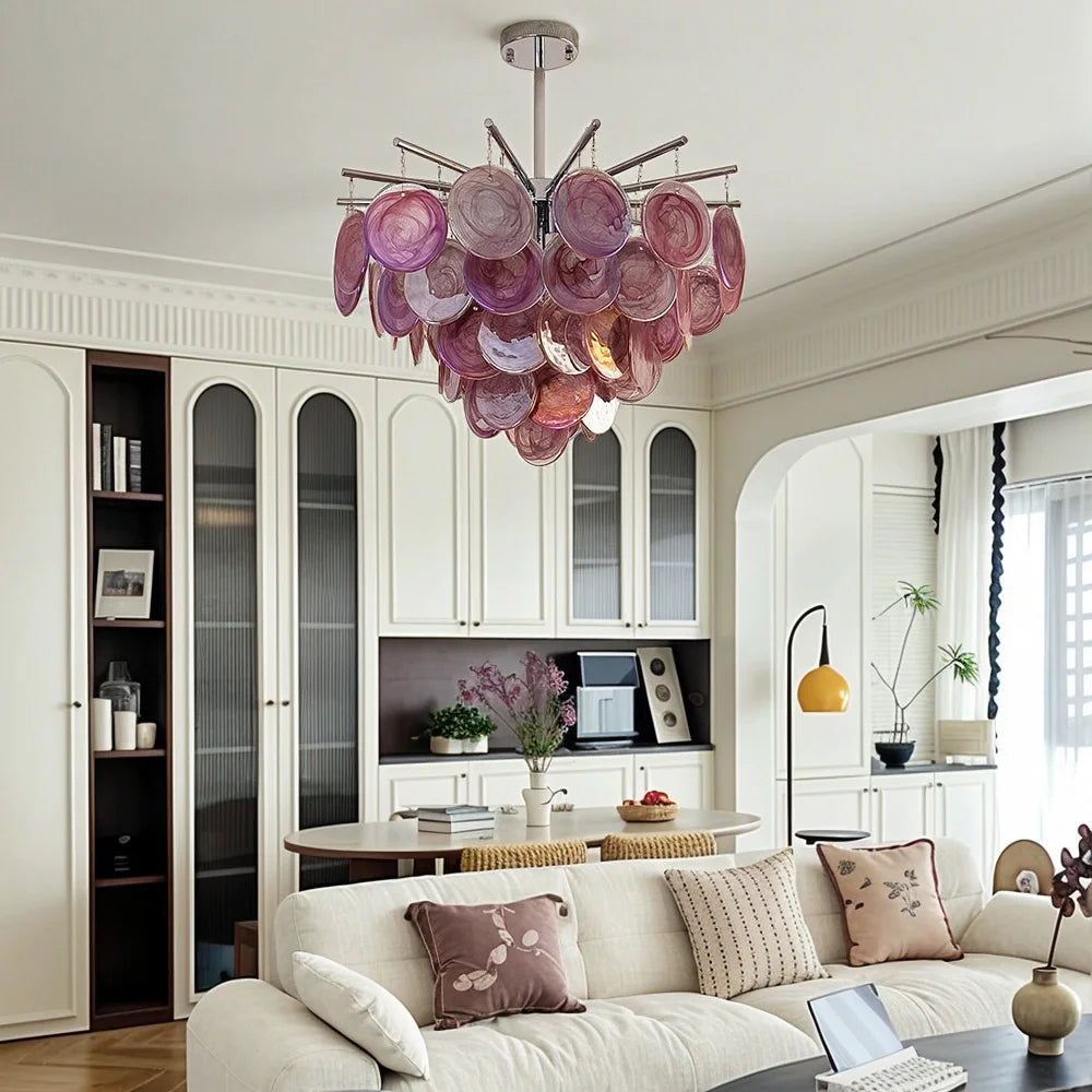 Murano Glass Chandelier Modern Ceiling Light Chrome Limited