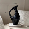 Tri-Tone Art Ceramic Statement Vase | Black, Silver & White Luxury Décor