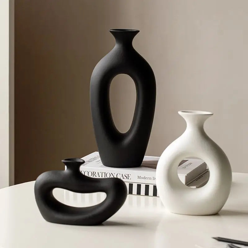 Monochrome Ceramic Statement Vase | Black & White Luxury Home Décor