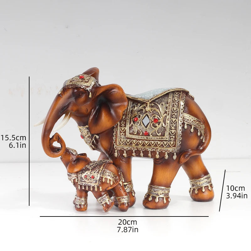 Mother & Child Elephant Sculpture | Luxury Southeast Asian Home Décor Statue