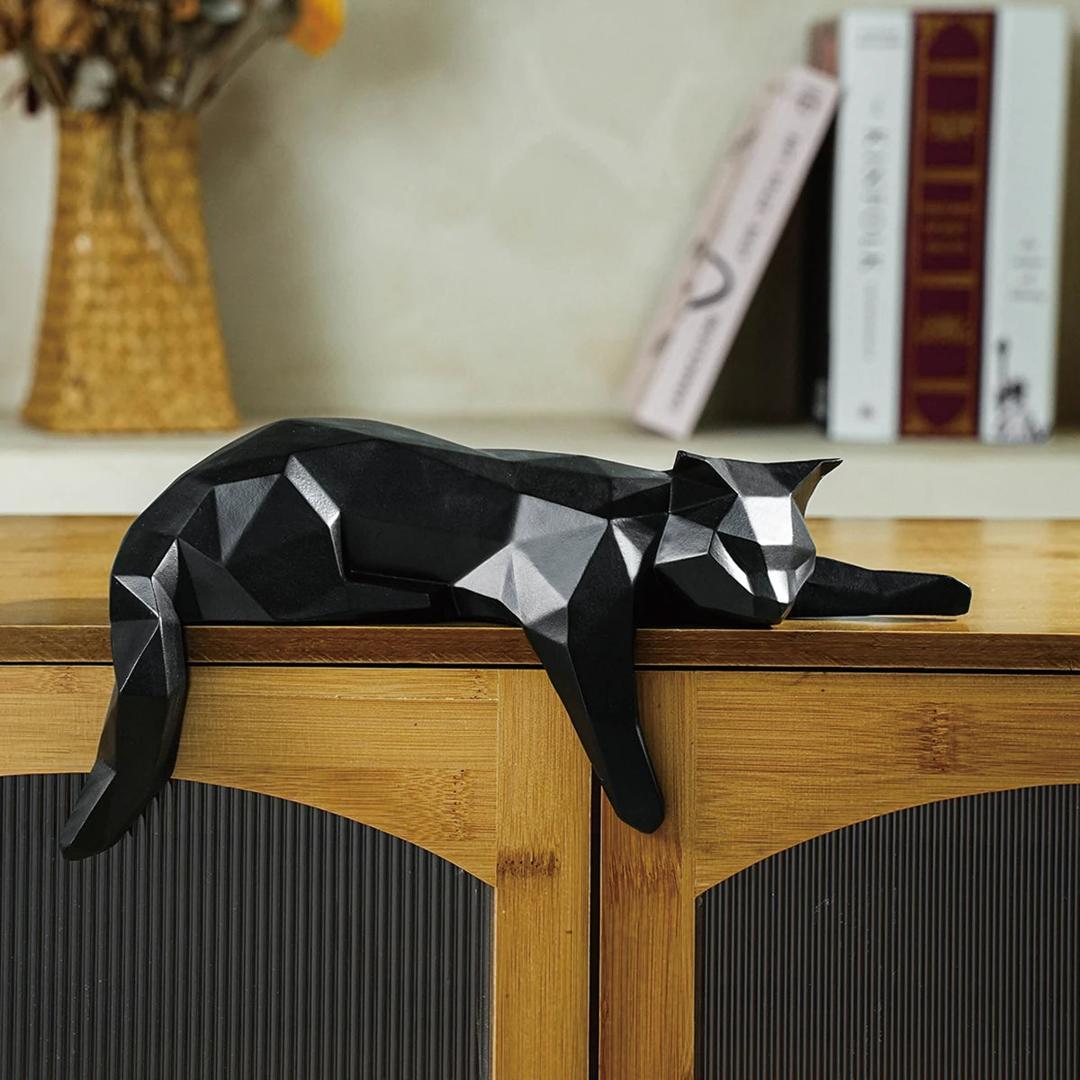 Geometric Cat Sculpture | Luxury Resin Figurine for Modern Home Décor