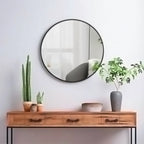 Modern Nordic round bathroom mirror wall mounted bathroom mirror, metal frame hanging makeup mirror