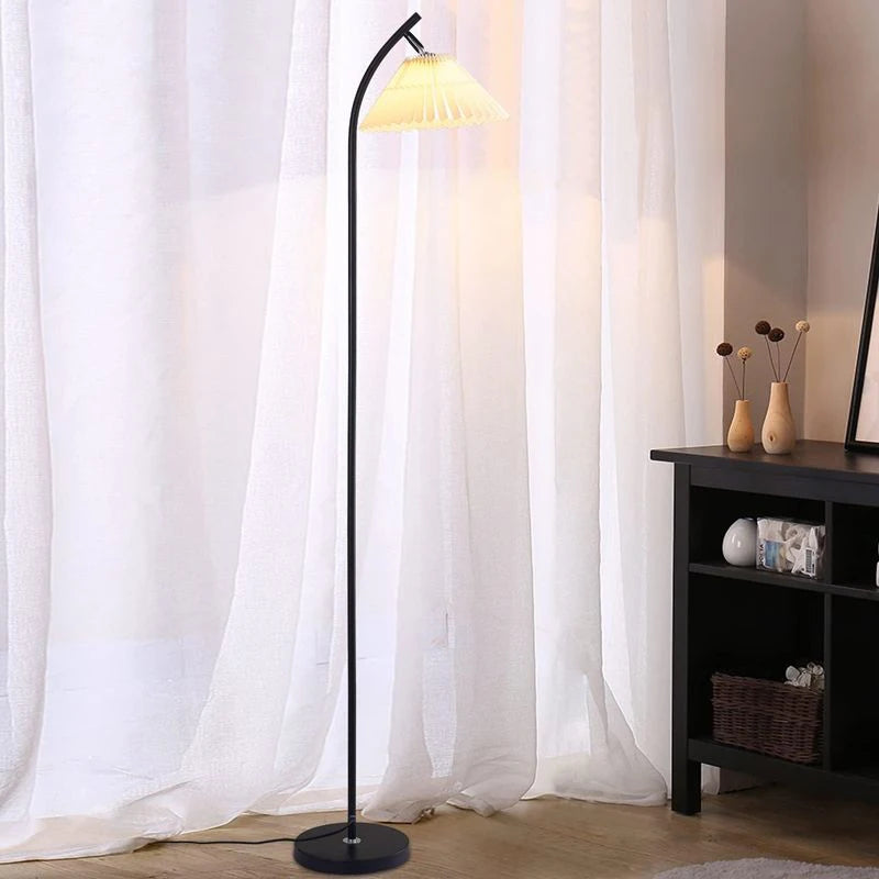 Nordic Pleated Fabric Floor Lamp Modern Simple Standing Light Living Room Decor Sofa Bedroom Led Bedside Floor Lamp Night Light