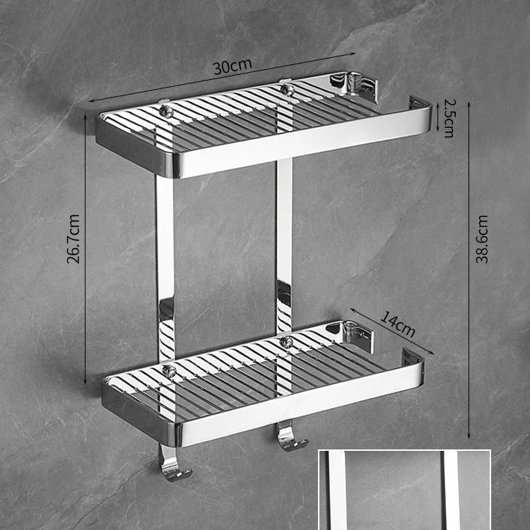 Aqualuxe Chrome Brass Corner Shower Shelf Dual Tier Elite