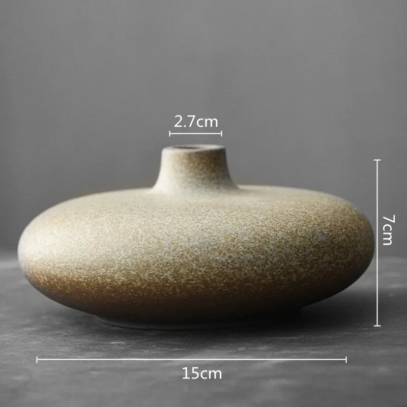 Ceramic Flat-Mouth Vase | Sculptural Porcelain Vessel for Luxury Floral Arrangements