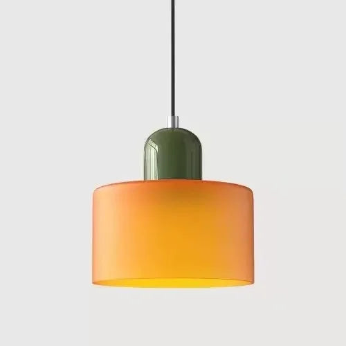 Artisan Stained Glass Pendant Light | Warm White LED | Pink, Orange, Green & White