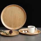 Wooden Dinner Plate Round Dessert Plate Wood Plate Coffee Cake Tray Bakery Bread Display Tray Kitchen Tableware Accessories