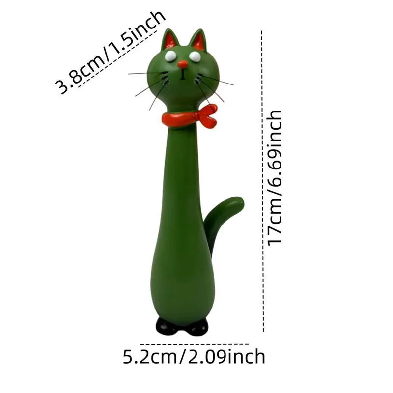 Long-Neck Cat Sculptural Resin Vase | Artisan Home Décor Statement Piece