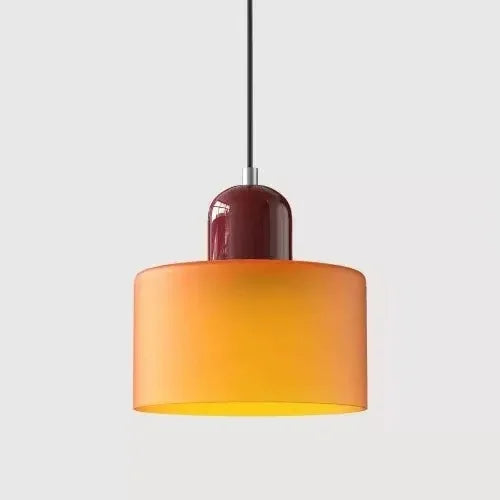 Artisan Stained Glass Pendant Light | Warm White LED | Pink, Orange, Green & White