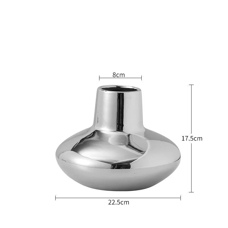 Silver-Plated Minimalist Ceramic Vase | Precious Luxury Home Décor
