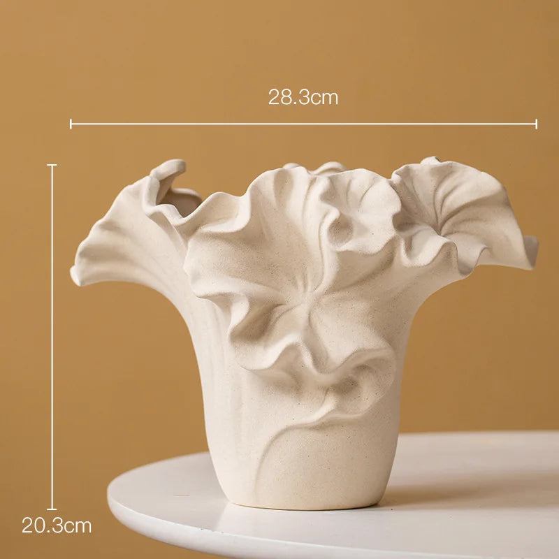 Handmade Petal Pleats Vase | Artisan Pottery Vessel for Luxury Interiors