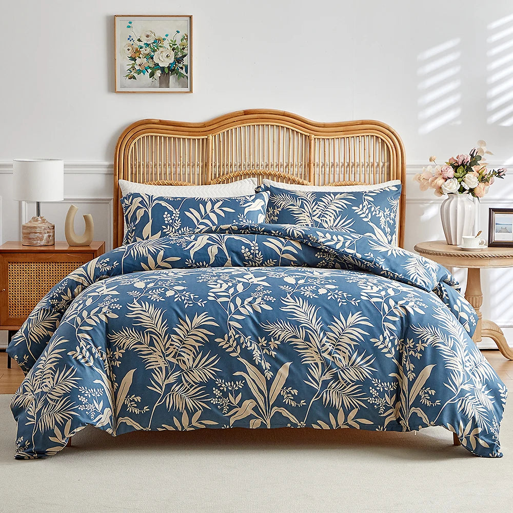 Vintage Floral Printed Duvet Cover Set – Soft Brushed Polyester Bedding Collection